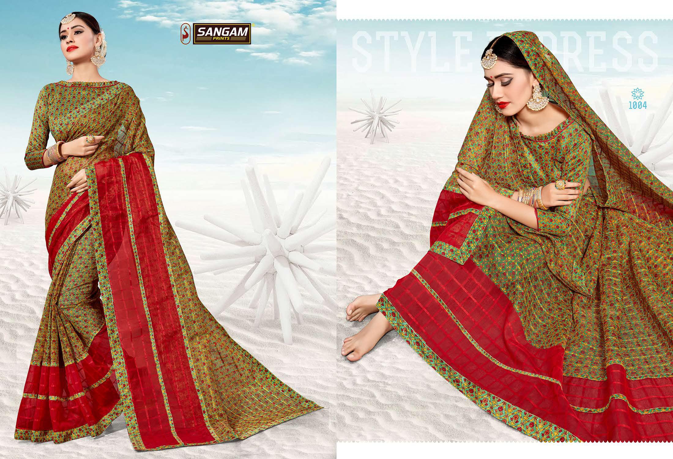 Digital Print Printed Red Madhuri Dixit Style New Party Wear Sarees at Rs  550 in Surat