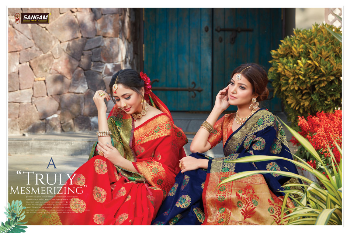 Sangam Presents Manjari Silk Pure Soft Silk Saree With Siroski Work