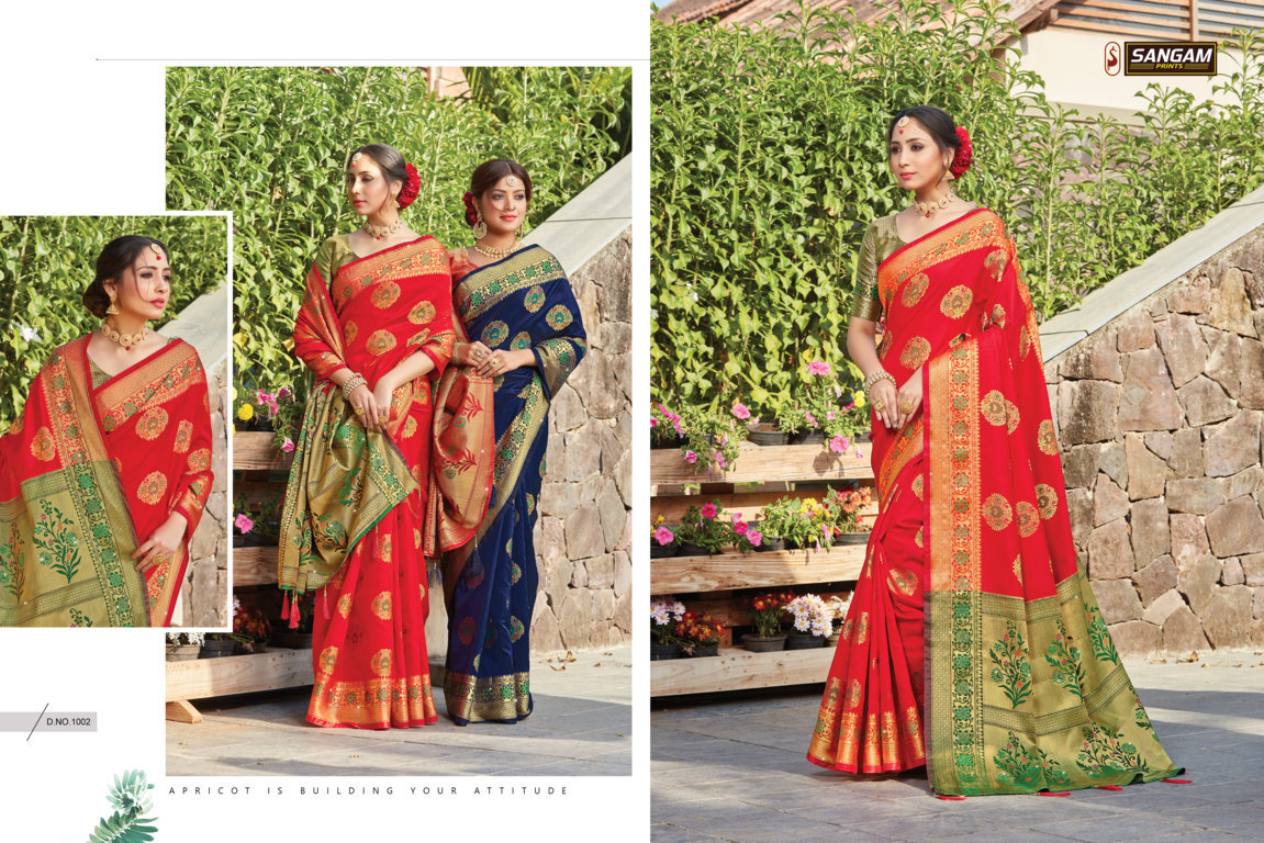 Sangam Presents Manjari Silk Pure Soft Silk Saree With Siroski Work