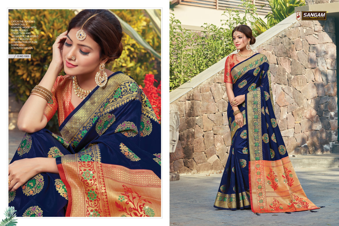 Sangam Presents Manjari Silk Pure Soft Silk Saree With Siroski Work