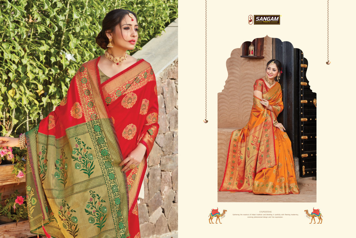 Sangam Presents Manjari Silk Pure Soft Silk Saree With Siroski Work