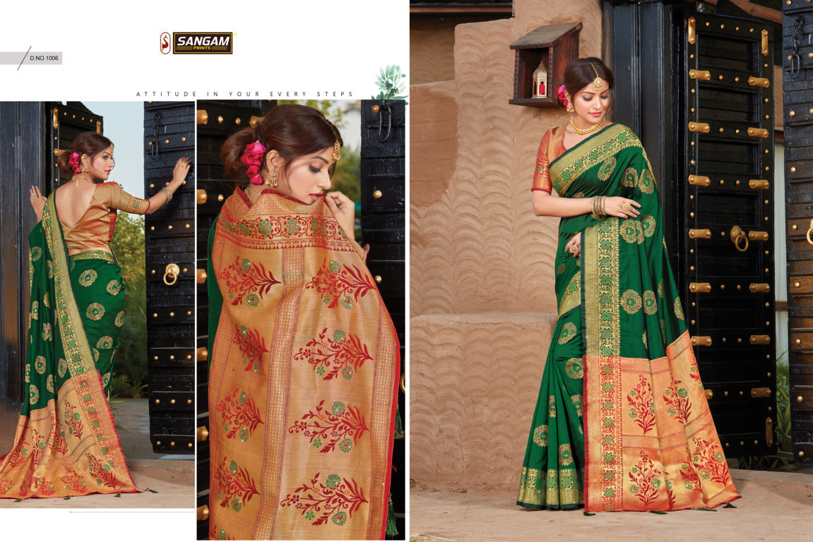 Sangam Presents Manjari Silk Pure Soft Silk Saree With Siroski Work