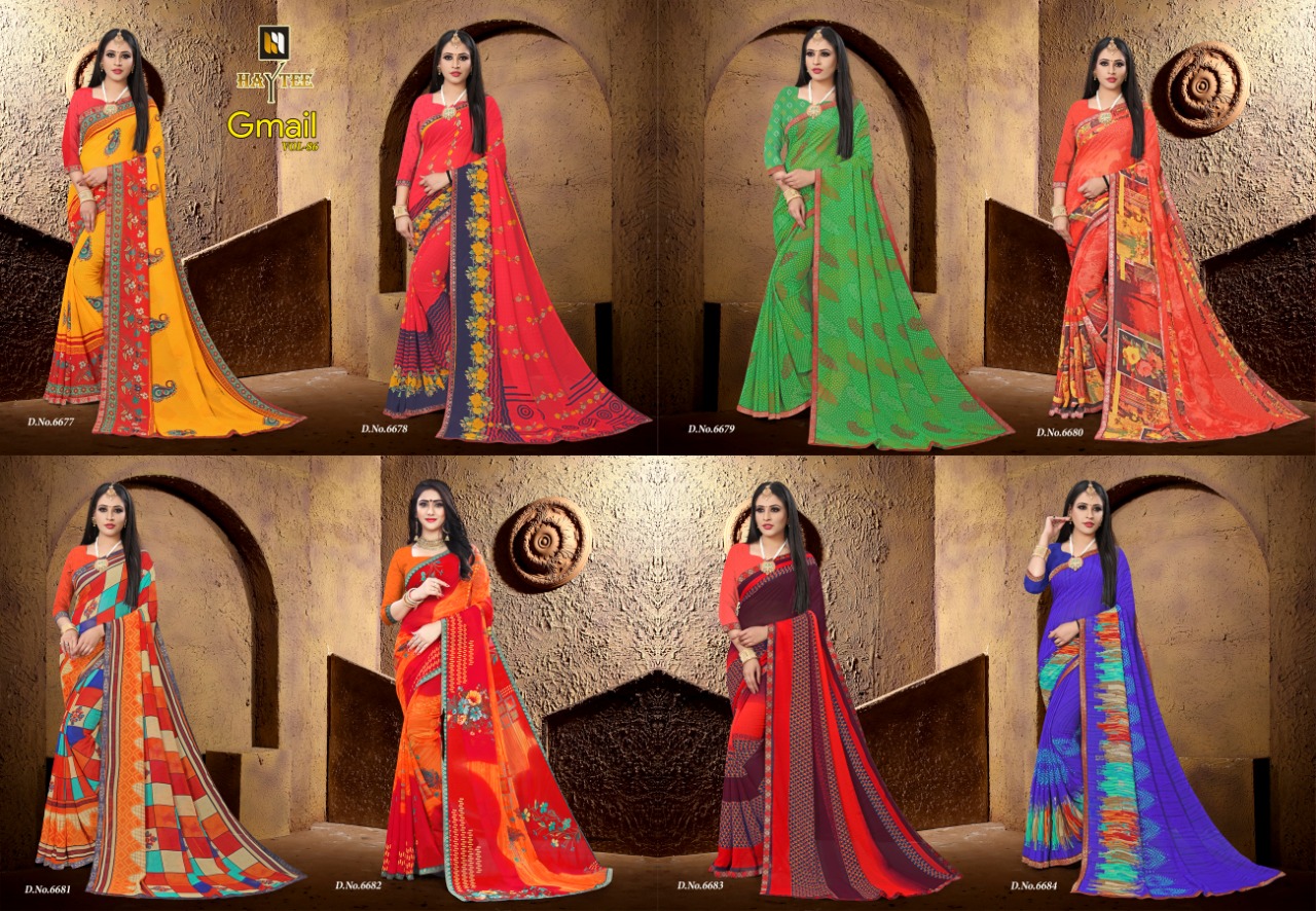 Haytee Presents  Gmail  Vol 86 Printed Saree Collection