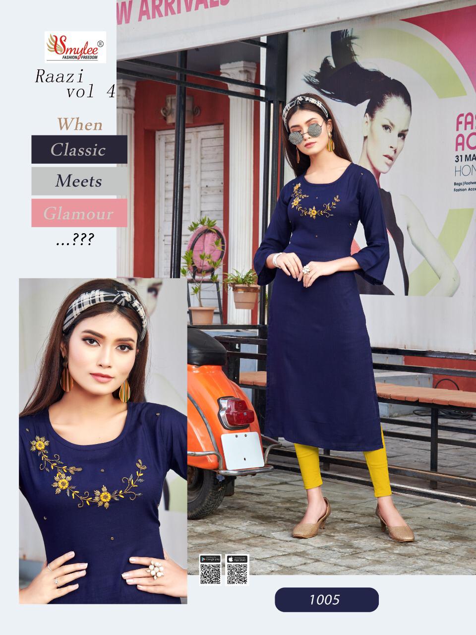 Smylee Presents  Raazi  Vol 4  Designer Kurtis Collection