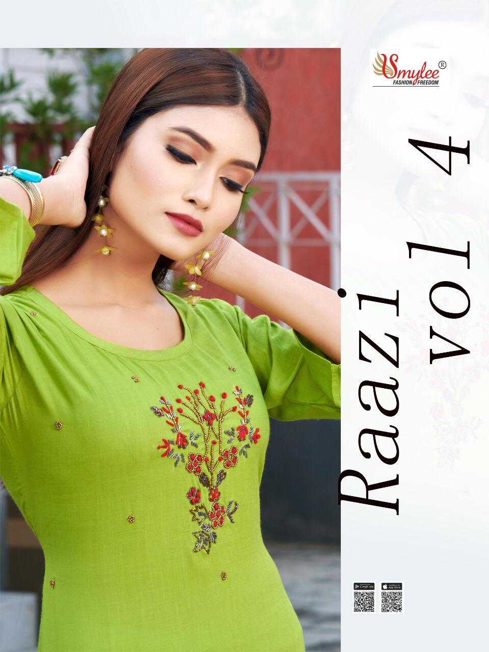 Smylee Presents  Raazi  Vol 4  Designer Kurtis Collection