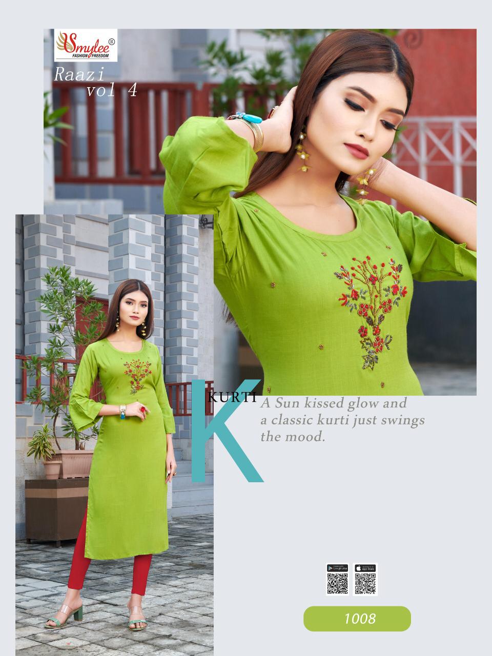 Smylee Presents  Raazi  Vol 4  Designer Kurtis Collection