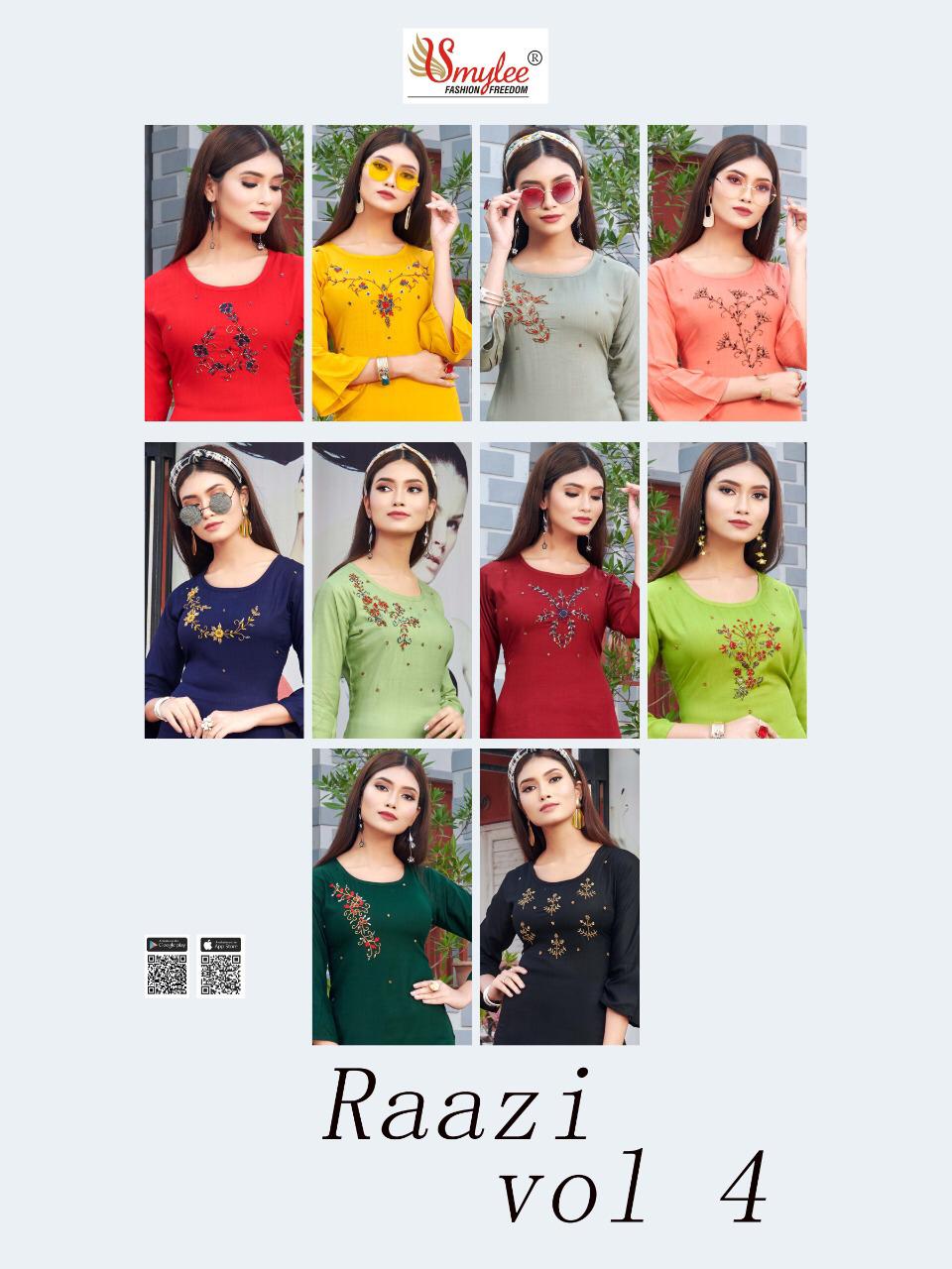 Smylee Presents  Raazi  Vol 4  Designer Kurtis Collection