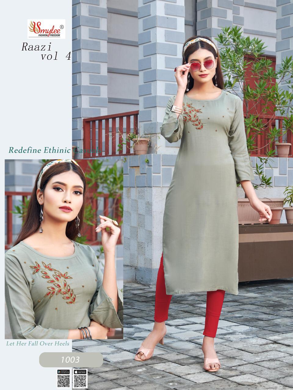 Smylee Presents  Raazi  Vol 4  Designer Kurtis Collection