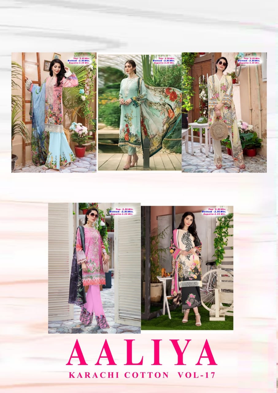 Aaliya Karachi Cotton Vol  17 Dress Materials Collection