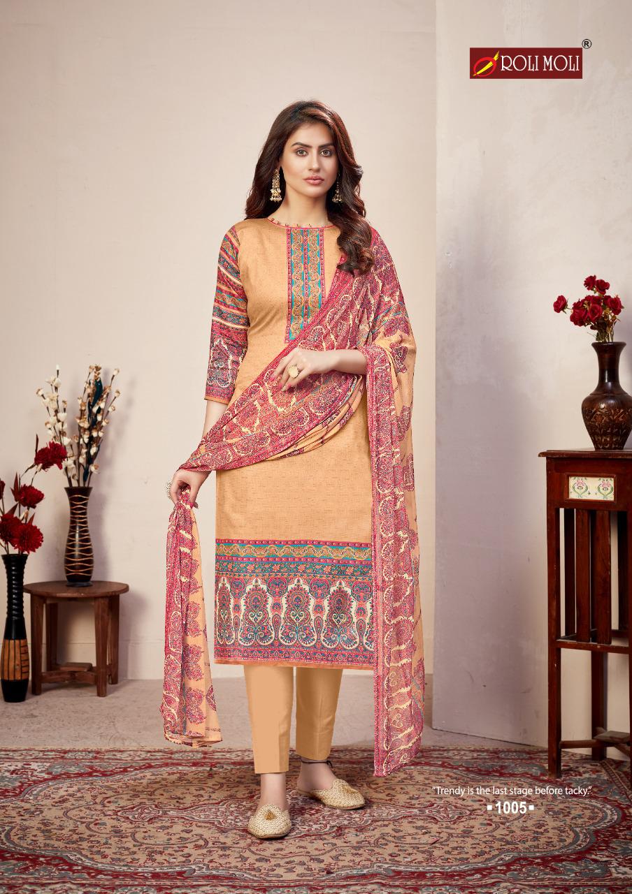 Roli Moli Presents  Zaara  Printed Designer Dress Material