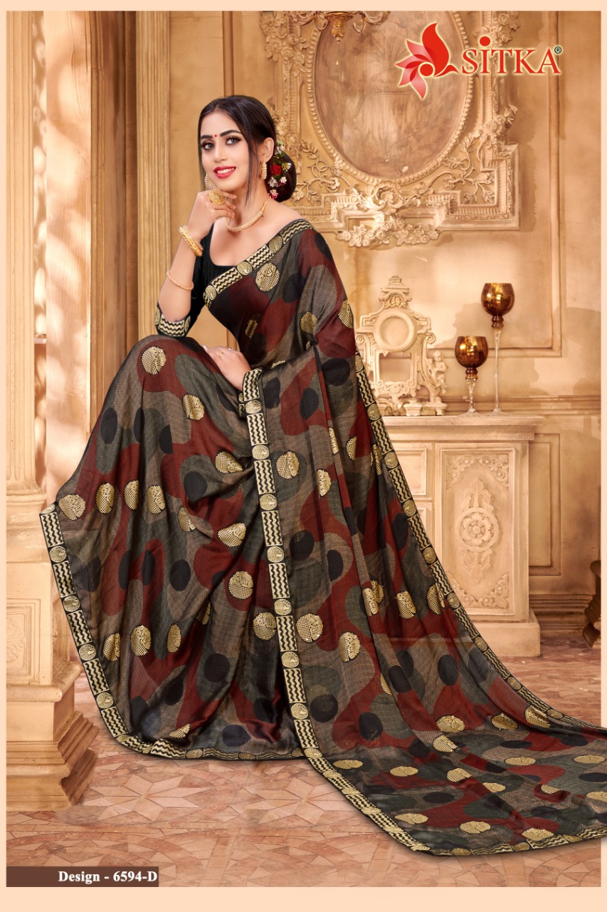 Sitka  Presents Minaj Black Printed Sarees Collection