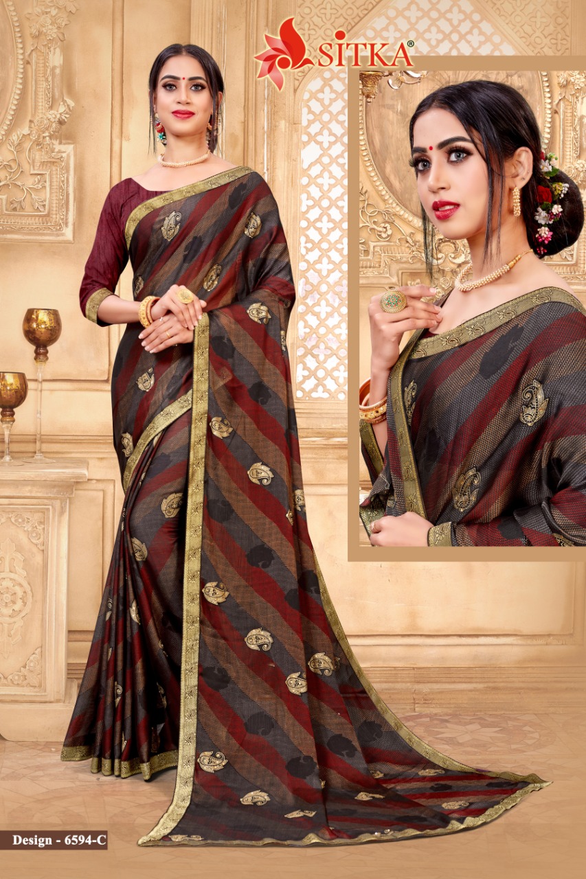 Sitka  Presents Minaj Black Printed Sarees Collection