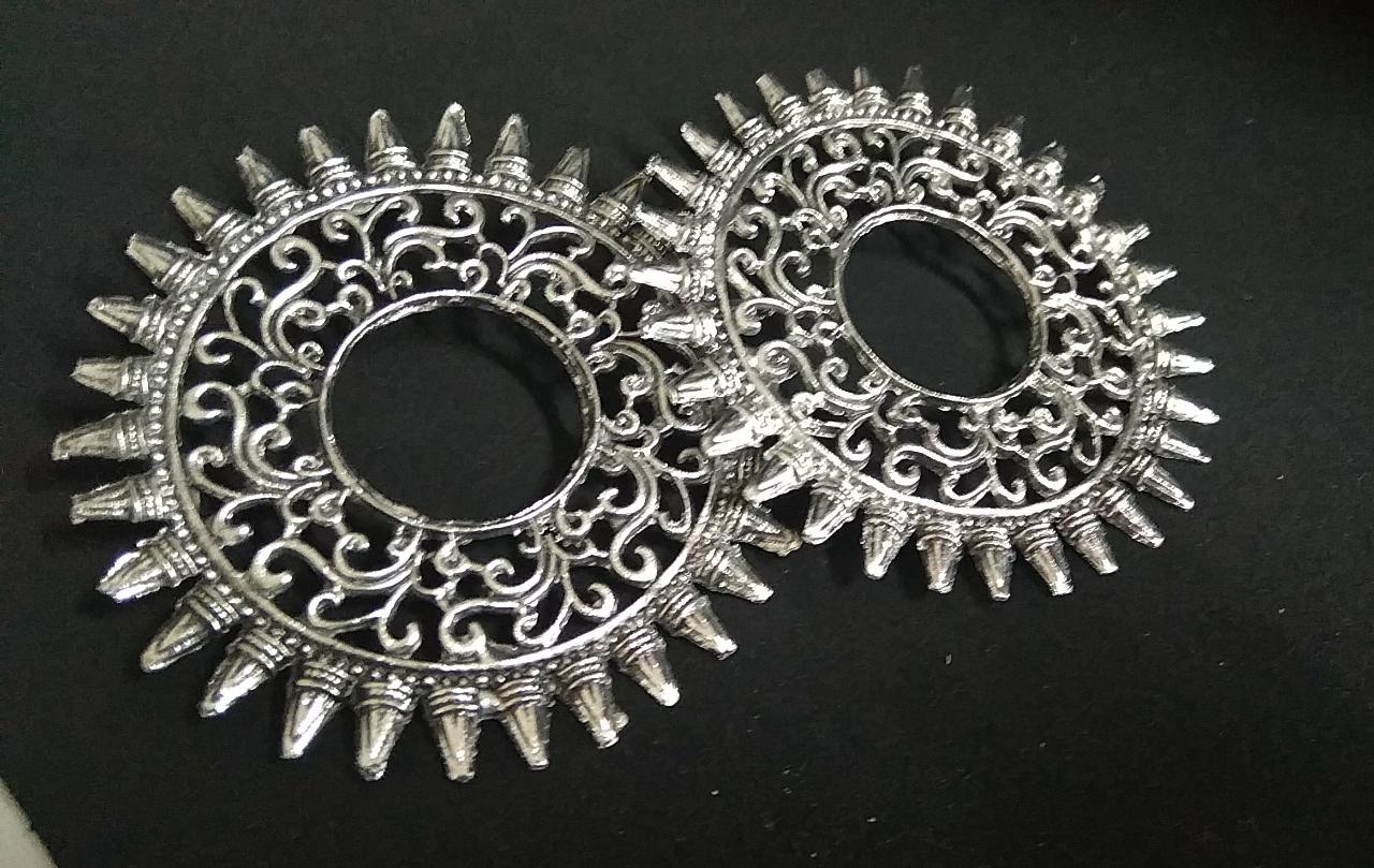 Oxidised Ethnic Antique Silver Toned Mirror Work Jhumka Earrings For Women  Girls | eBay