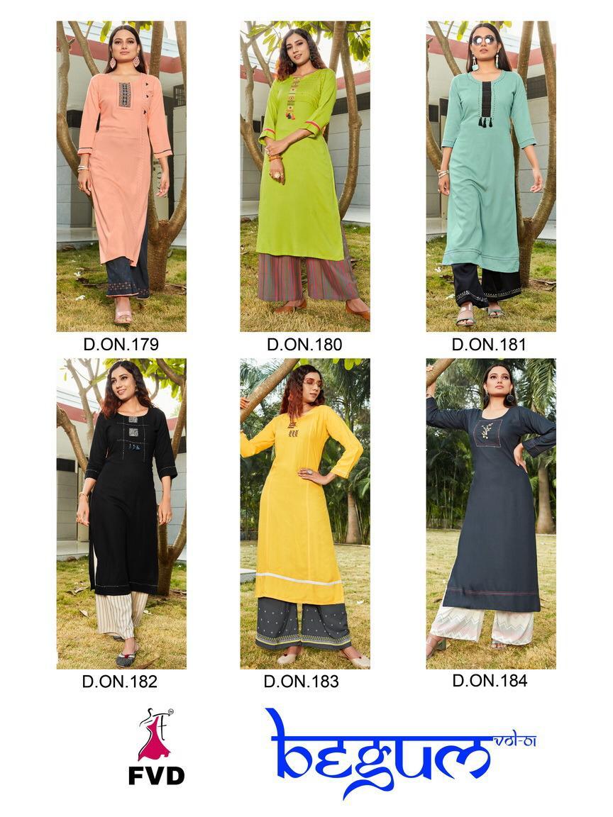 Fvd Launching Begum Vol 1 Kurti With Bottom Collection