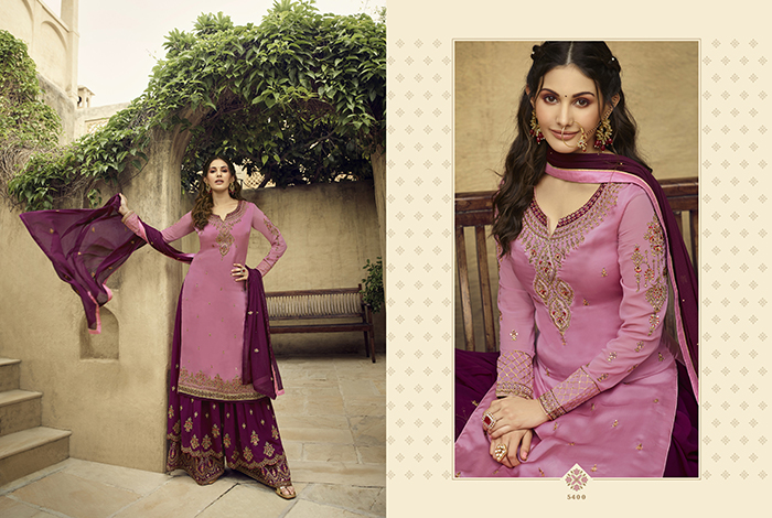 Glossy 5400 Embroidery Designer Wholesale Salwar Suits Collection