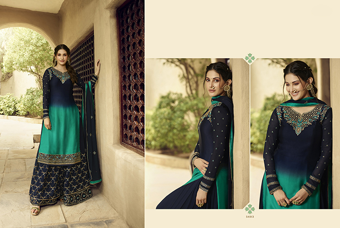 Glossy 5400 Embroidery Designer Wholesale Salwar Suits Collection