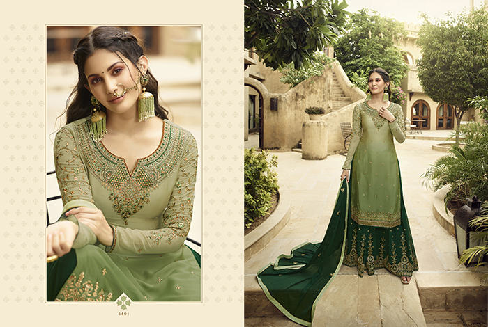 Glossy 5400 Embroidery Designer Wholesale Salwar Suits Collection