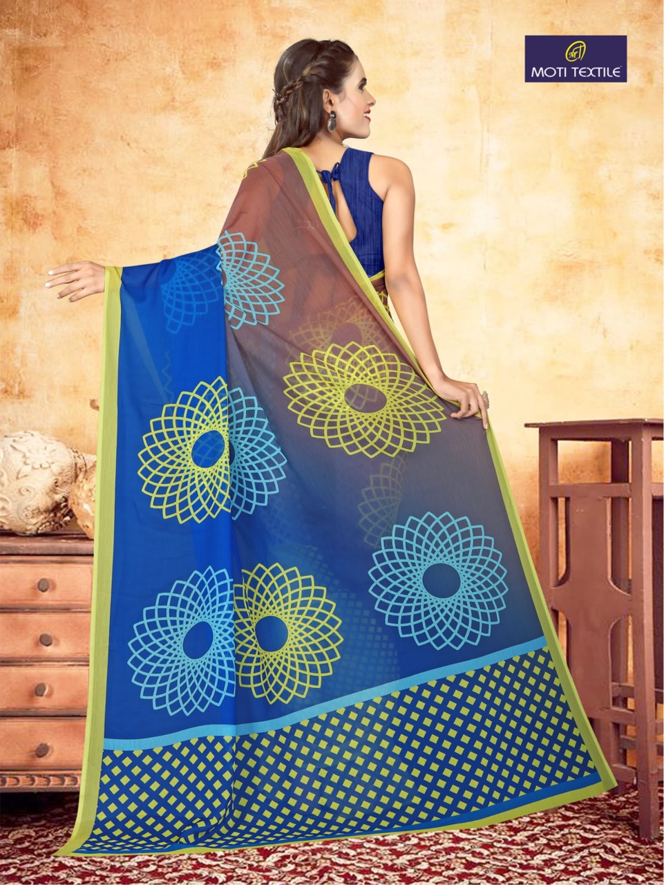 Moti Textile Presents Daizy Chiffon Digital Print Saree Collection