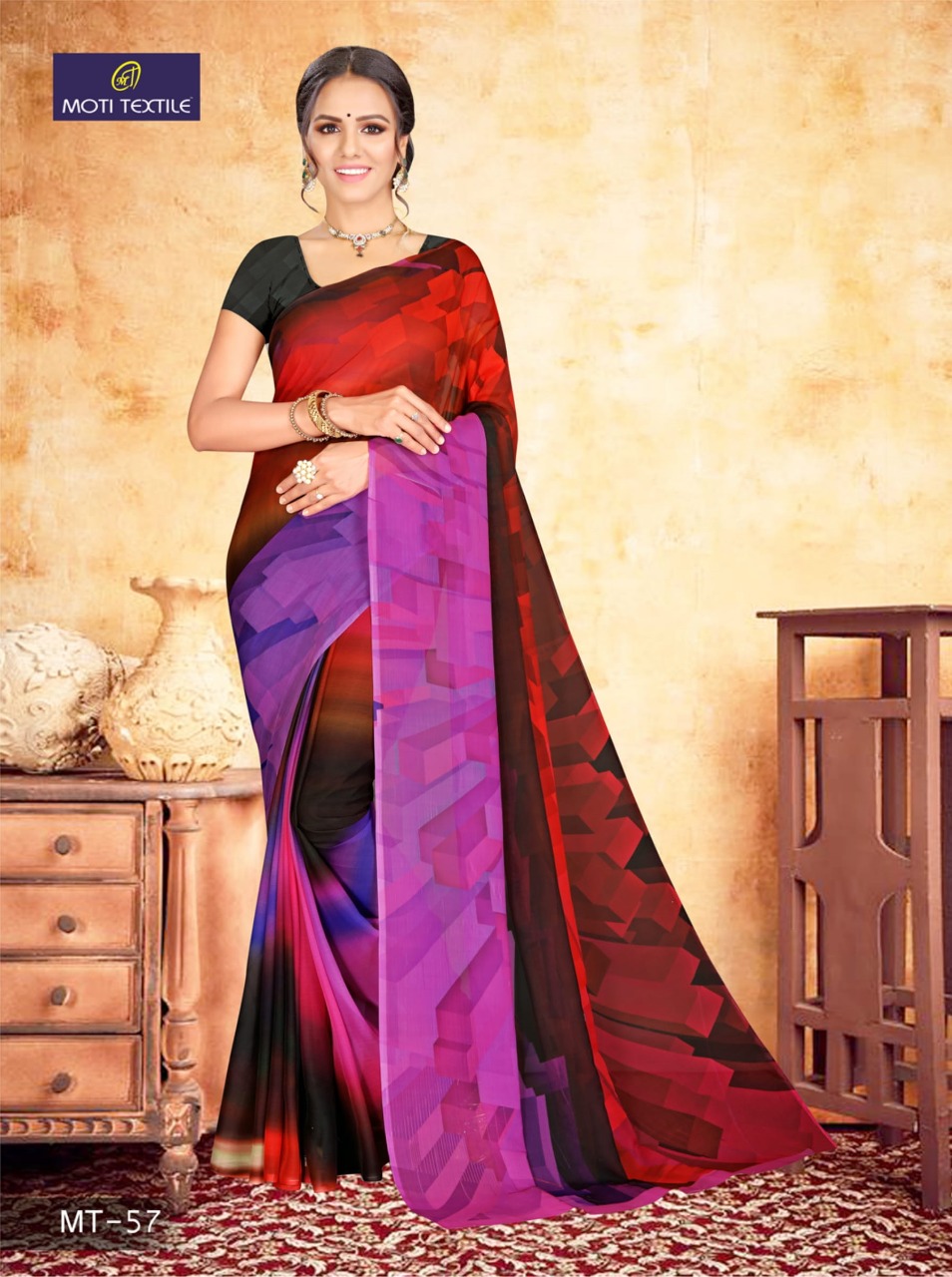 Moti Textile Presents Daizy Chiffon Digital Print Saree Collection