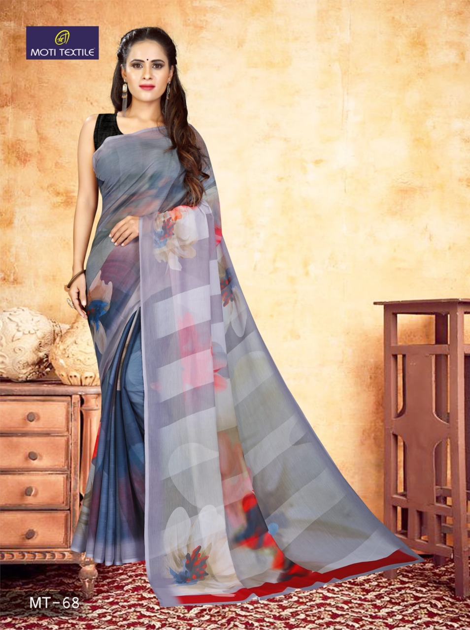 Moti Textile Presents Daizy Chiffon Digital Print Saree Collection