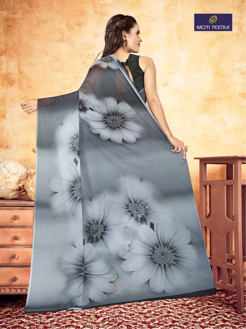 Moti Textile Presents Daizy Chiffon Digital Print Saree Collection