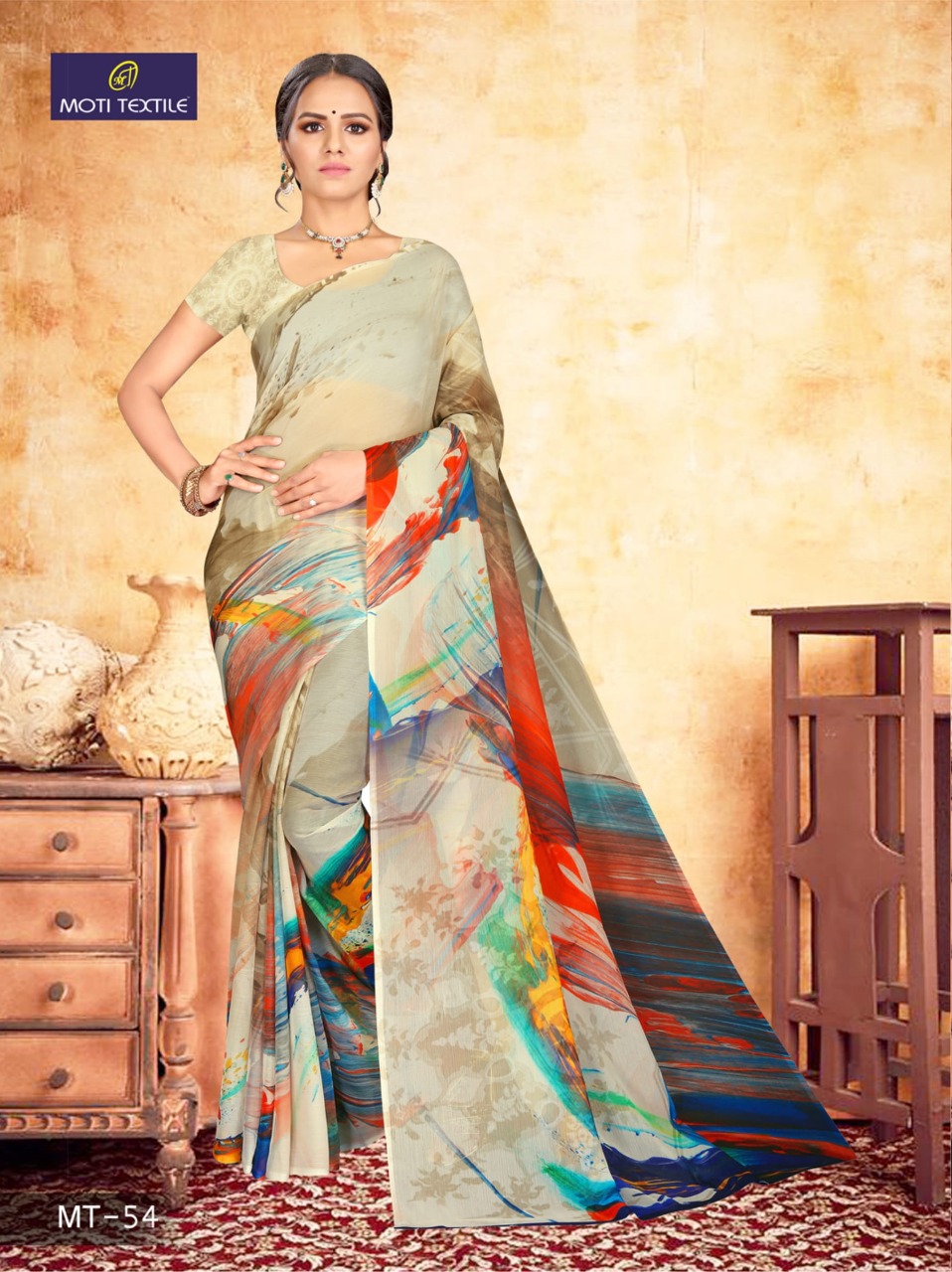 Moti Textile Presents Daizy Chiffon Digital Print Saree Collection