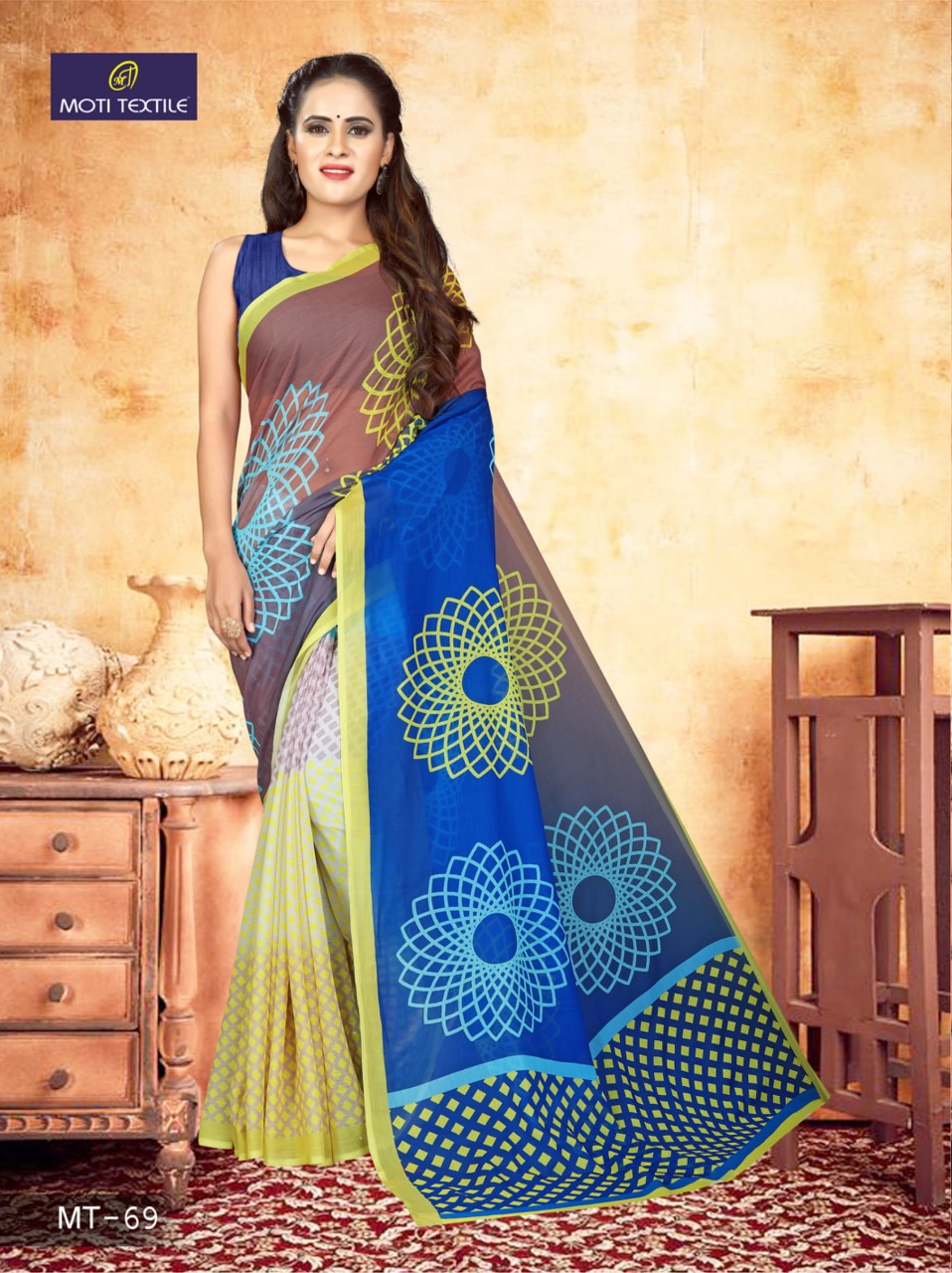 Moti Textile Presents Daizy Chiffon Digital Print Saree Collection