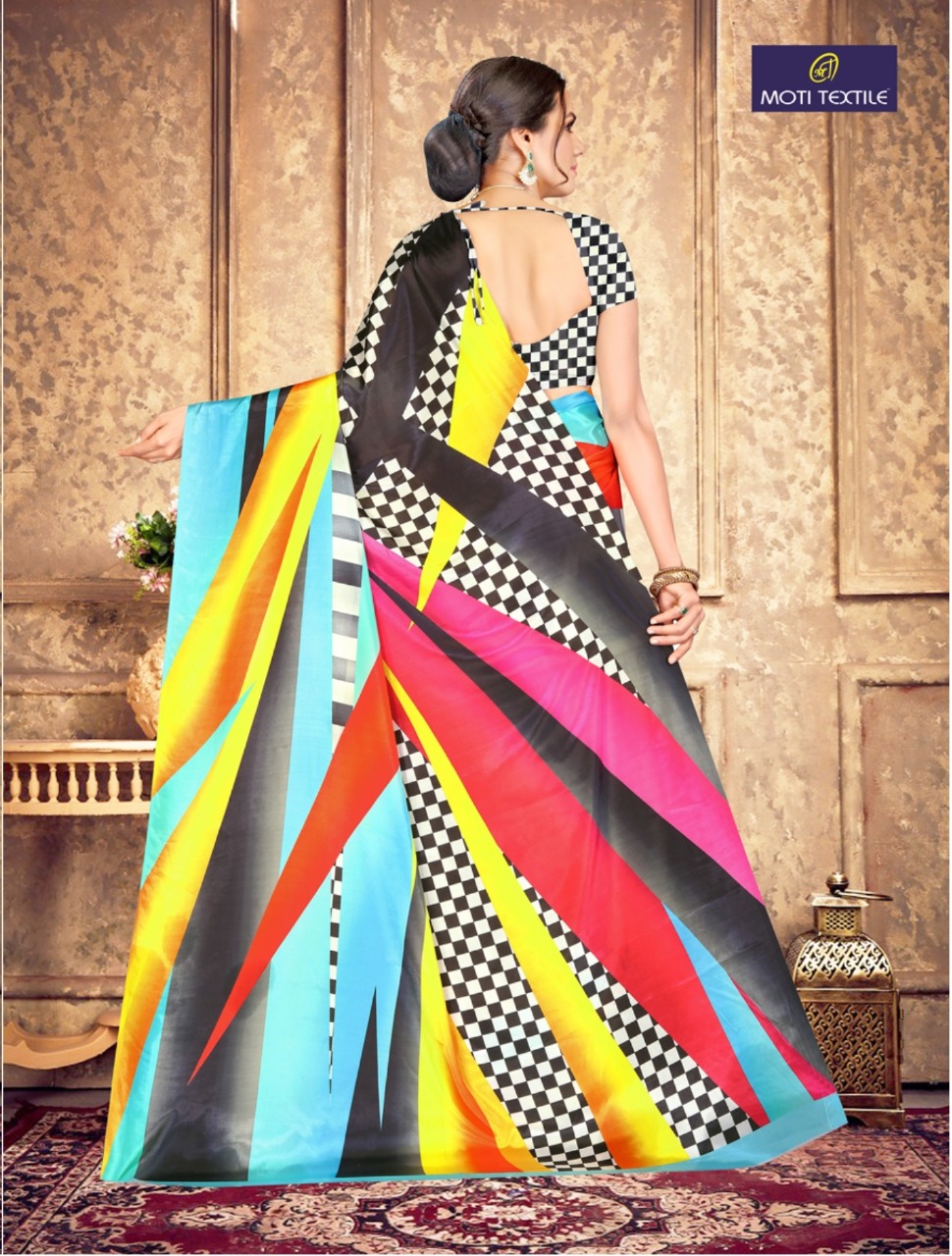 Moti Textile Presents Nayra  Silk Crepe Digital Print Saree Collection