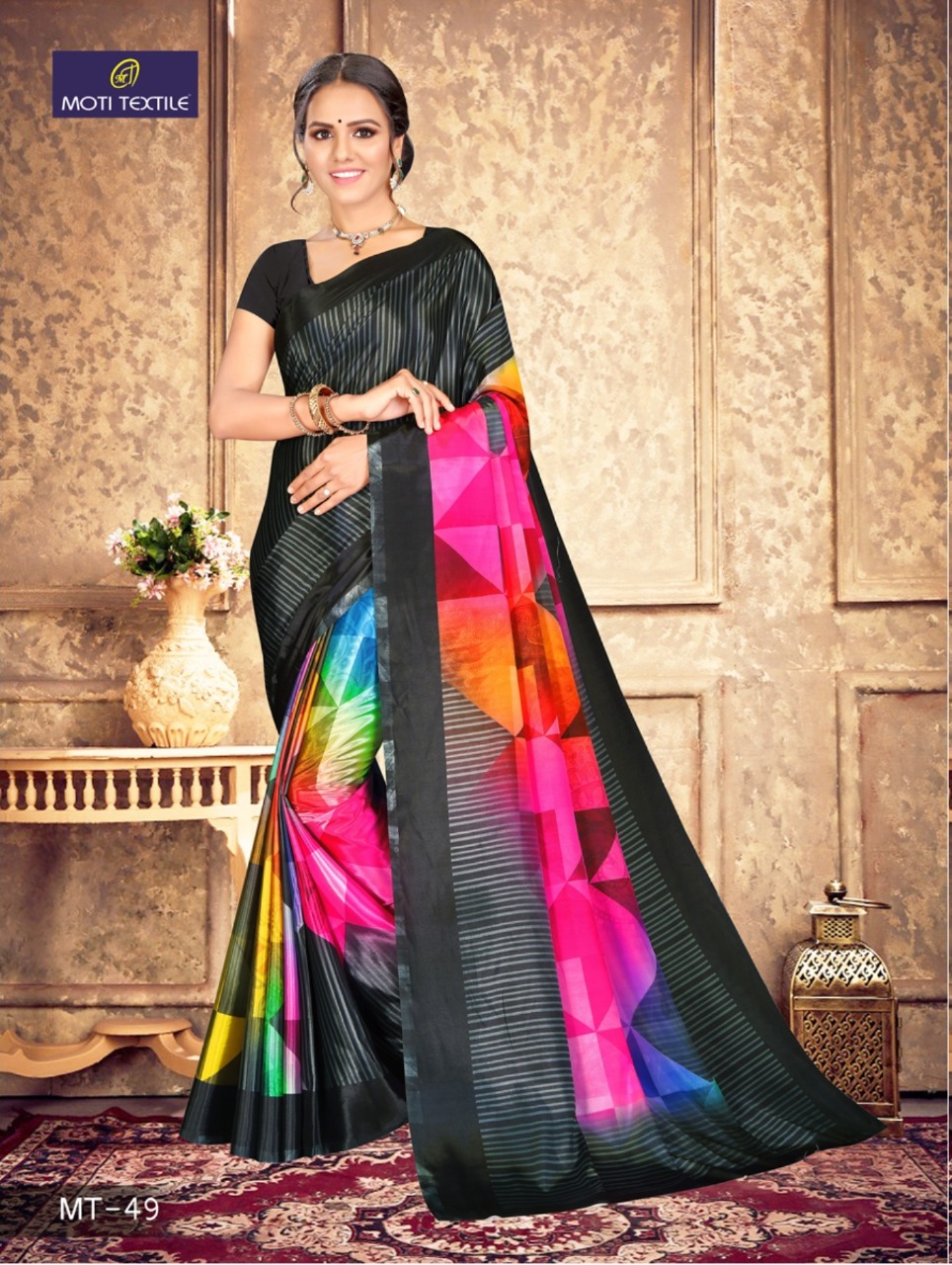 Moti Textile Presents Nayra  Silk Crepe Digital Print Saree Collection