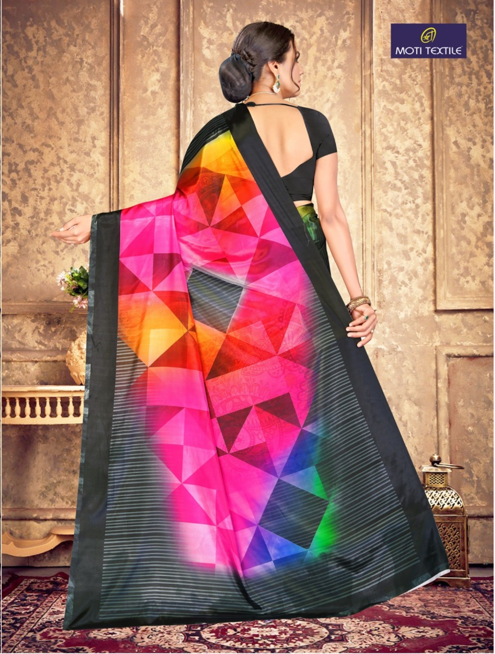 Moti Textile Presents Nayra  Silk Crepe Digital Print Saree Collection