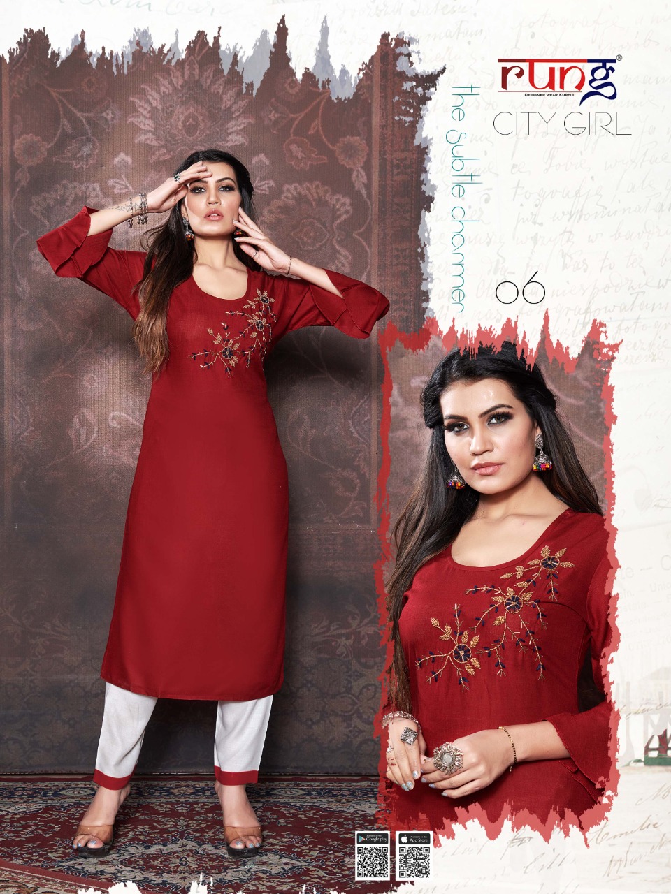 Rung Presents City Girl Casual Wear Kurti With Bottom Collection