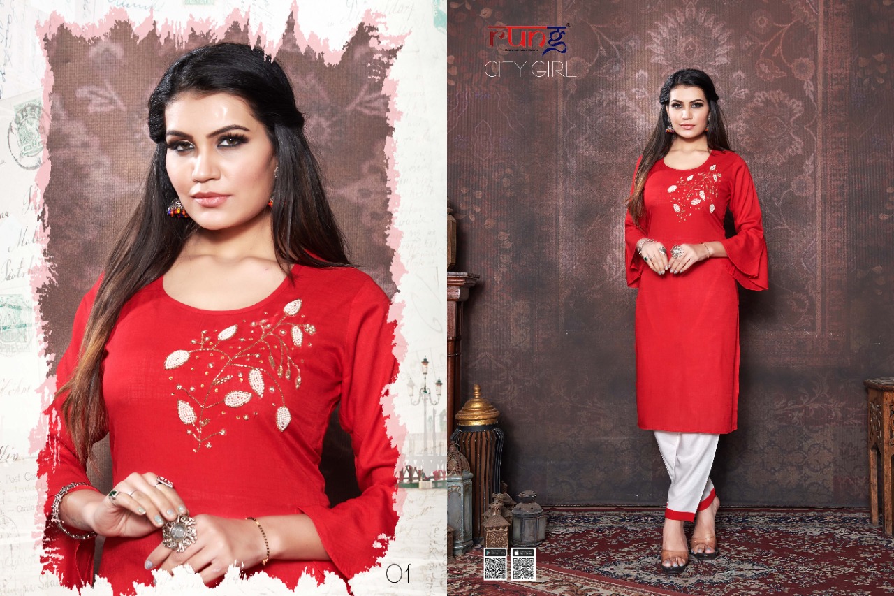 Rung Presents City Girl Casual Wear Kurti With Bottom Collection