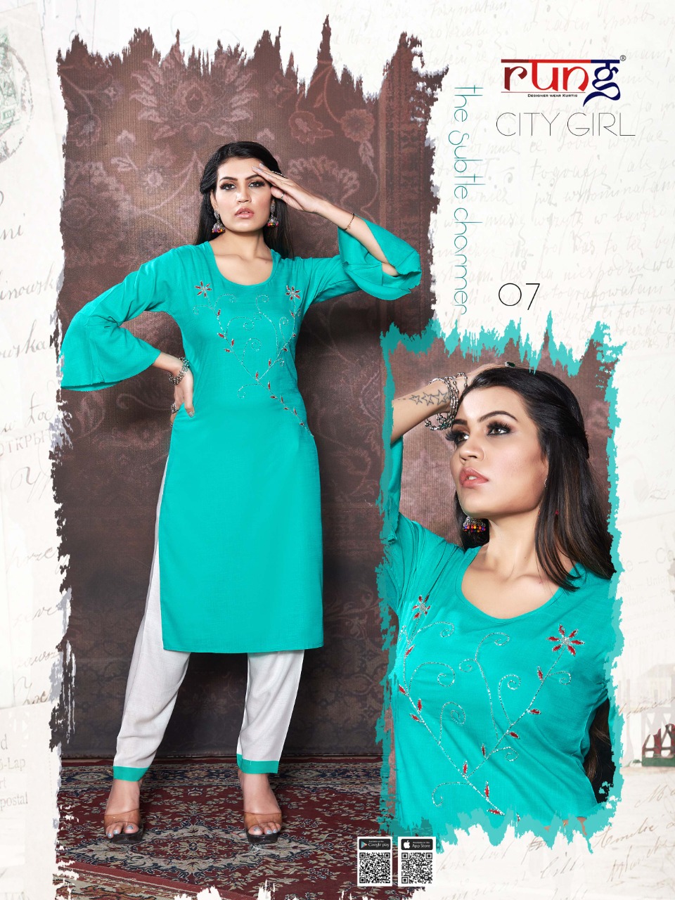 Rung Presents City Girl Casual Wear Kurti With Bottom Collection