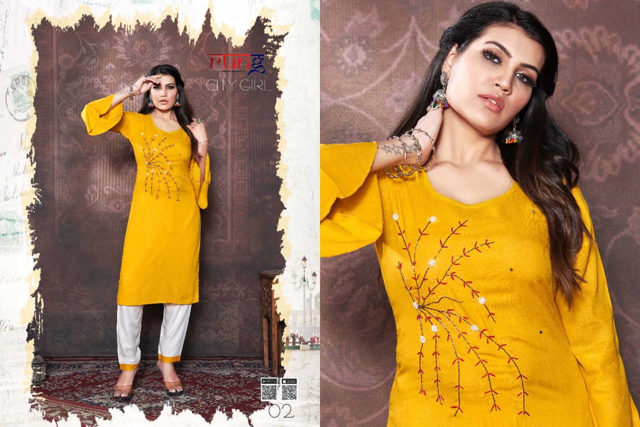 Rung Presents City Girl Casual Wear Kurti With Bottom Collection