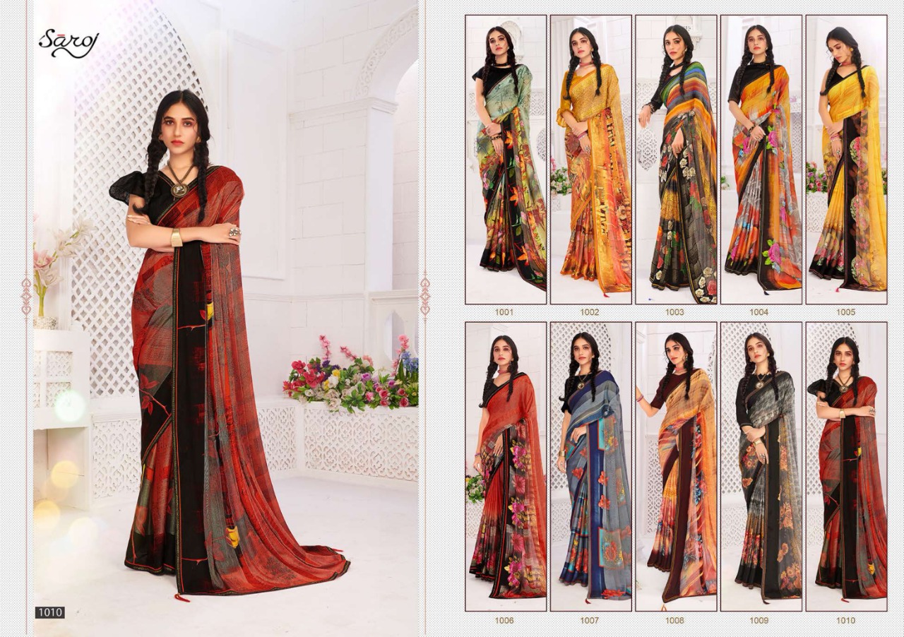 Saroj Presents  Hot & Cool Brasso Festive Wear Sarees Collection