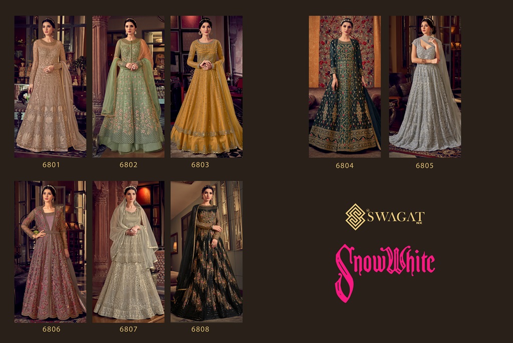 Swagat Snow White 6801 Series Embroidery Salwar Kamez Collection