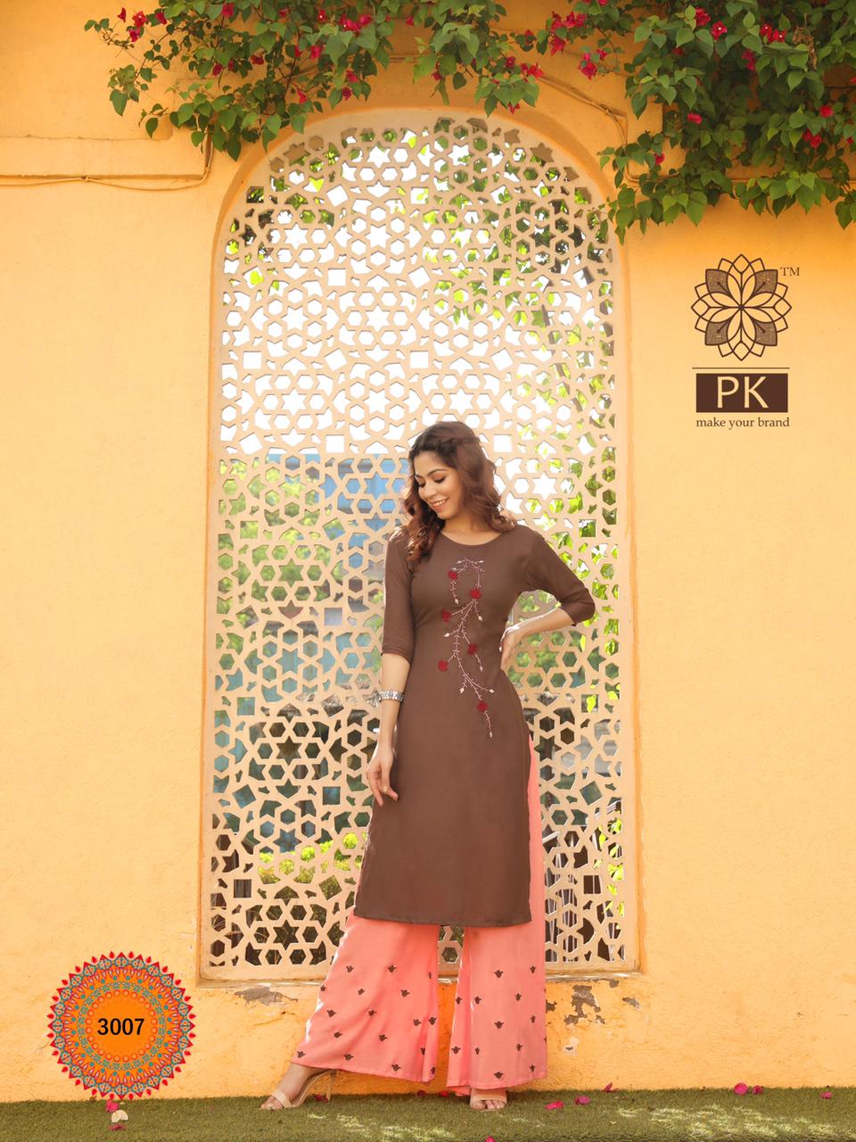 Pk Plazo City Vol 3 Embroidery Work  Buy Wholesale Designer Kurti With Bottom