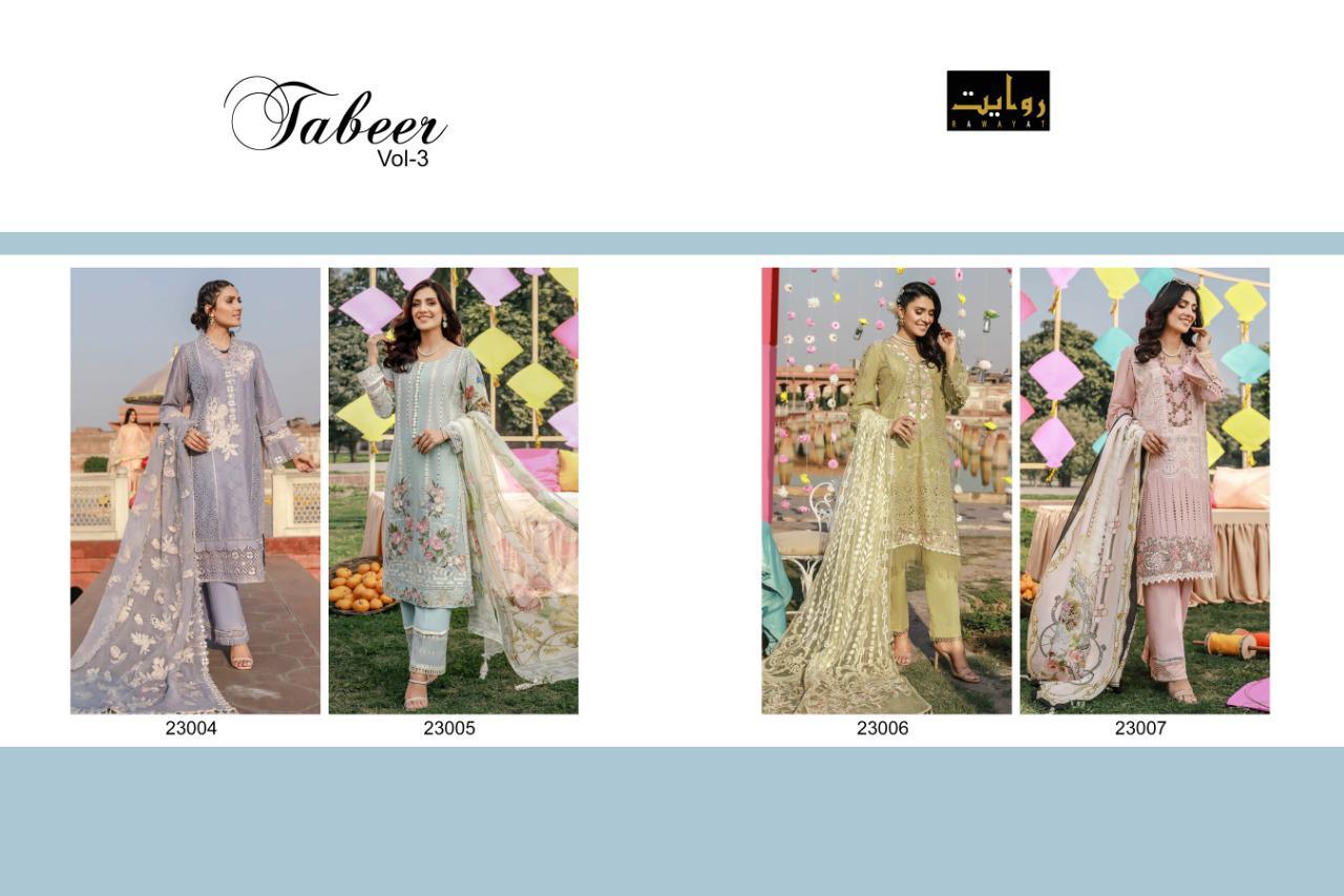 Rawayat Tabaar Vol 3 Multicolor Designer Pakistani Lawn Suit 2021