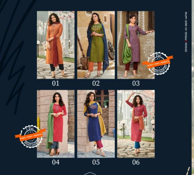 100miles Milota Casual Wear Kurtis With Pants And Dupatta