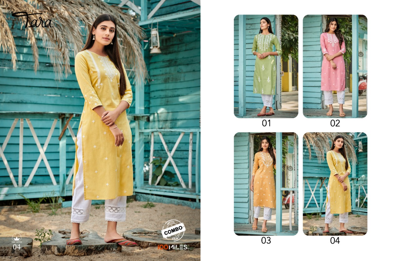 100miles Tara Fancy Kurti  Pant Combo Set Catalog