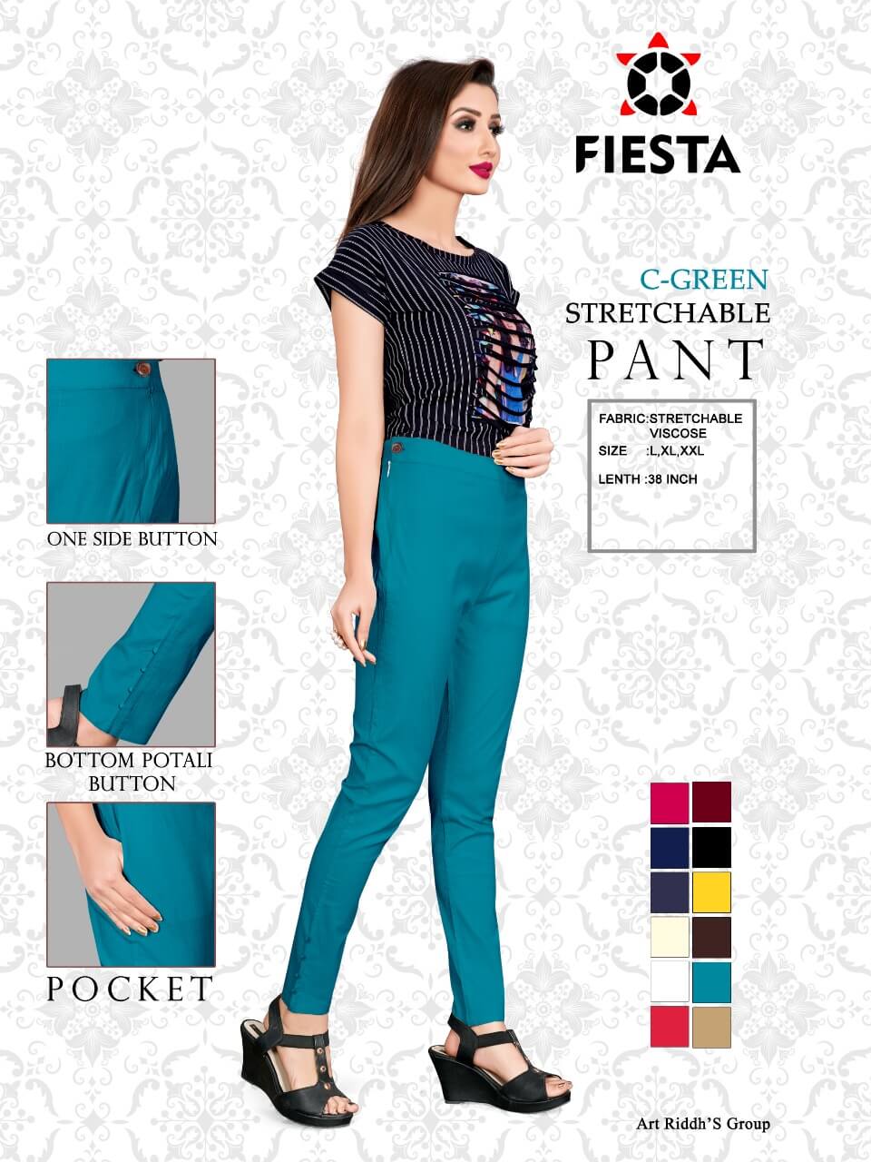 Fiesta Pant Vol 1 Stylist Viscose Stratchable Bottom Wear Catalog