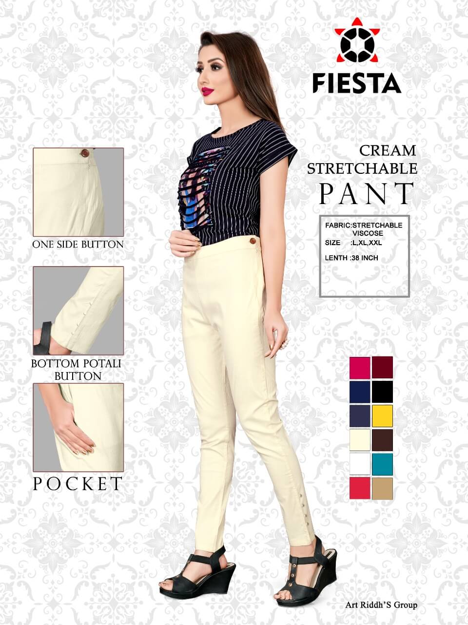 Fiesta Pant Vol 1 Stylist Viscose Stratchable Bottom Wear Catalog