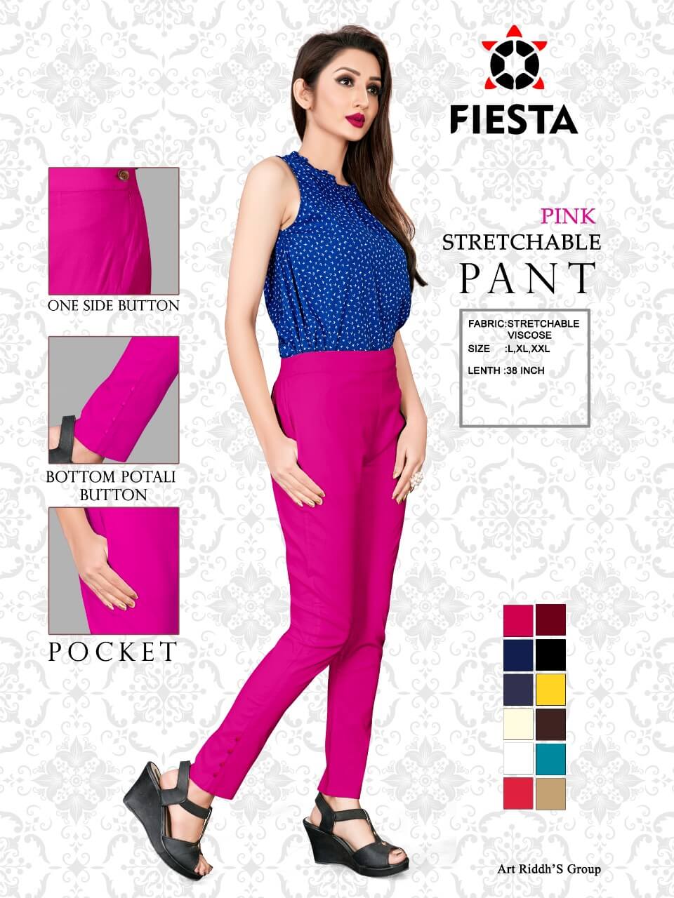 Fiesta Pant Vol 1 Stylist Viscose Stratchable Bottom Wear Catalog