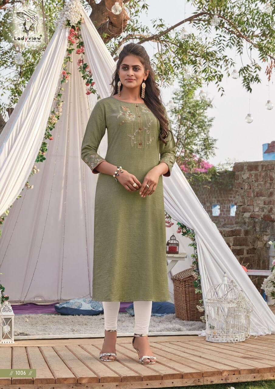 Ladyview Madhulika Rayon Stylist Embroidery Kurti Catalog