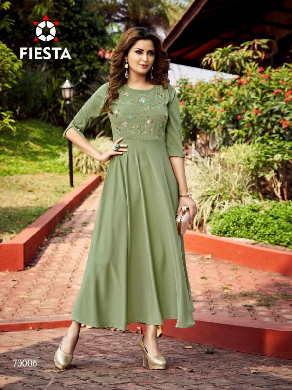 Fiesta Nutan Designer Viscose Handwork Long Kurti Catalog