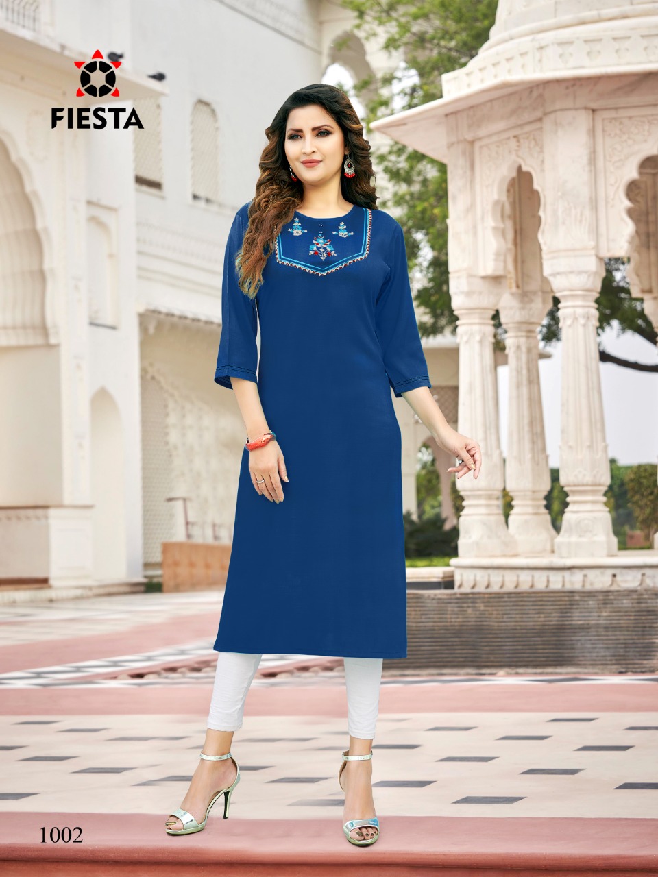 Fiesta Pink City Rayon Fancy Embroidery Kurti Catalog