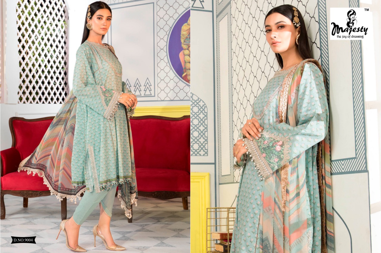 Majesty Maria Vol  9 Designer Cotton Embroidery Pakistani Salwar Suits Catalog