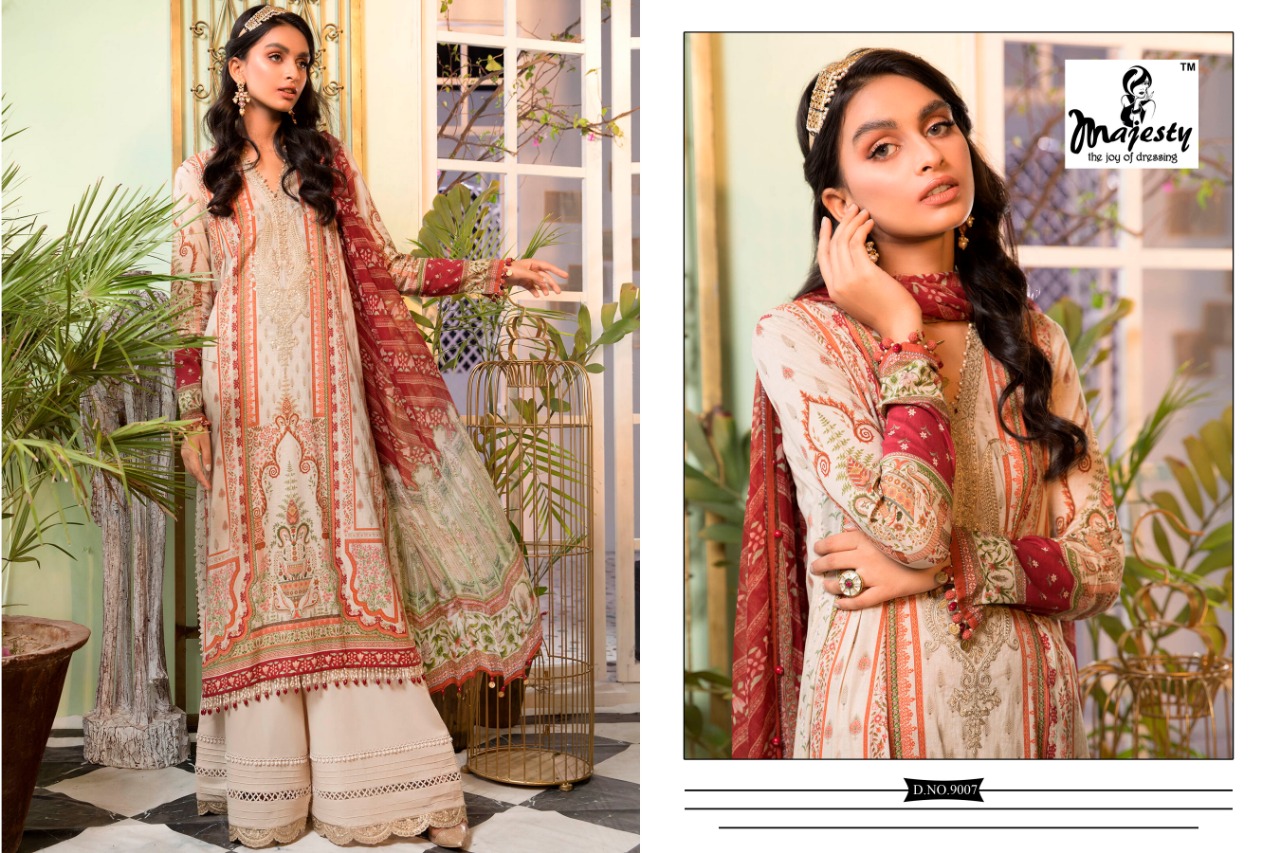 Majesty Maria Vol  9 Designer Cotton Embroidery Pakistani Salwar Suits Catalog