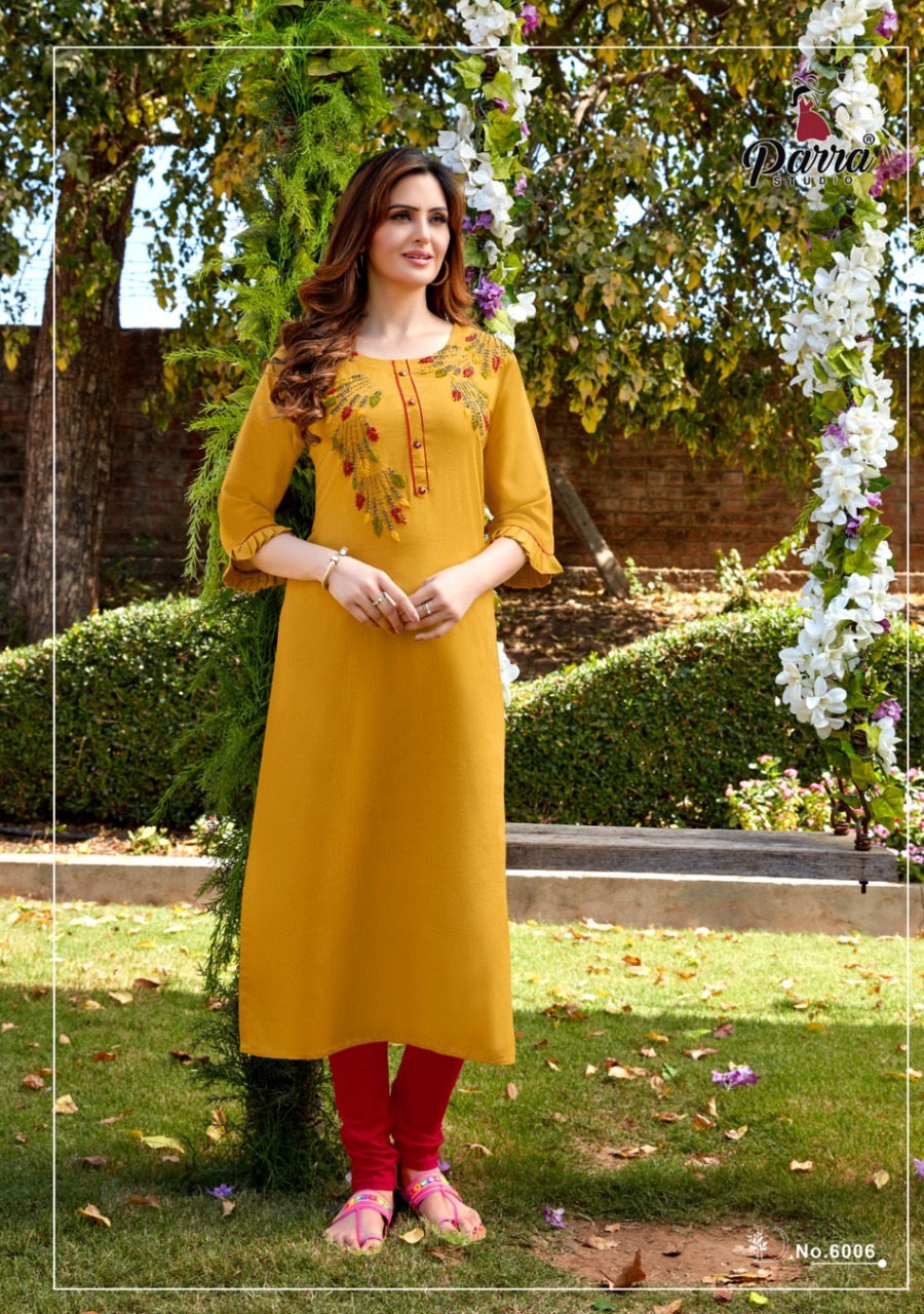 Parra Studio Vastram Vol  6 Rayon Designer Kurti Catalog