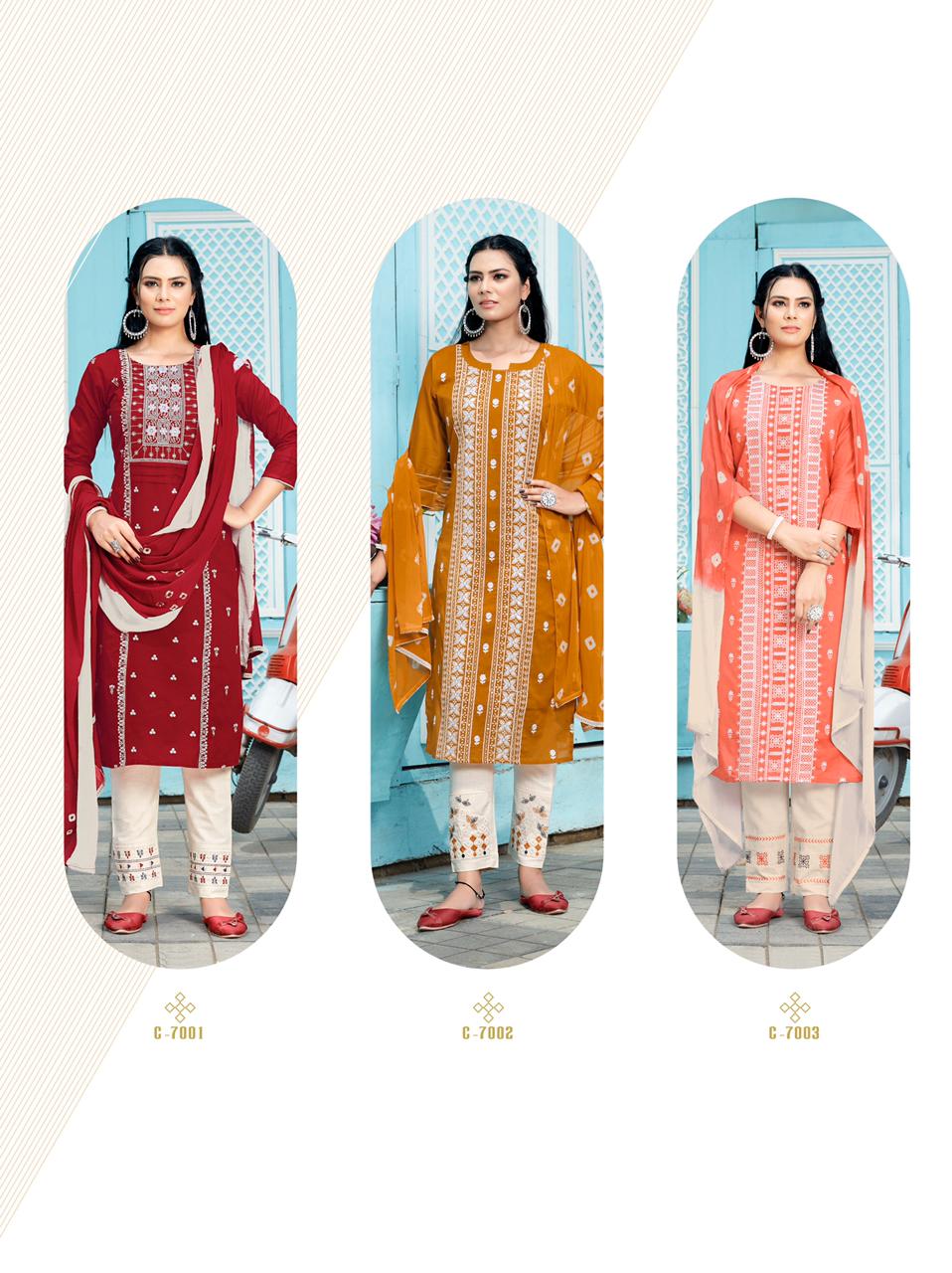 Rt Lucknowi Heavy Embroidery Kurti With Pant And Dupatta Ready Made Catalog